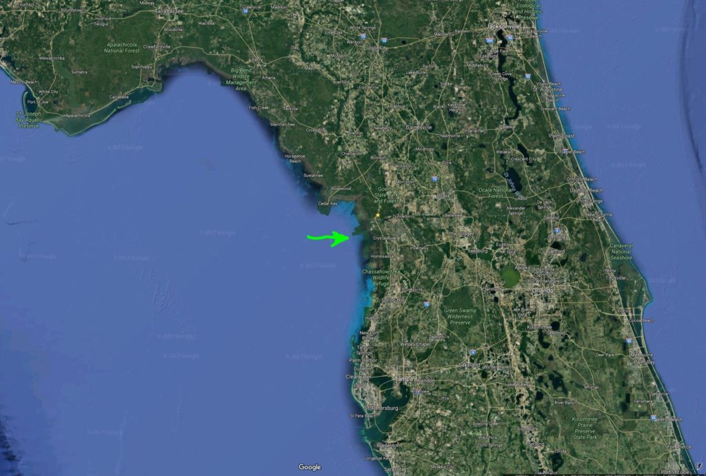 Map showing location of Crystal River, Florida
