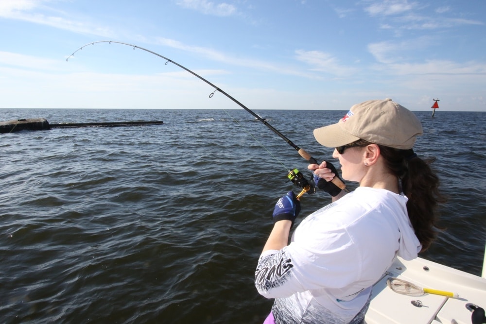 Fighting a big fish on a Mississippi artificial reef