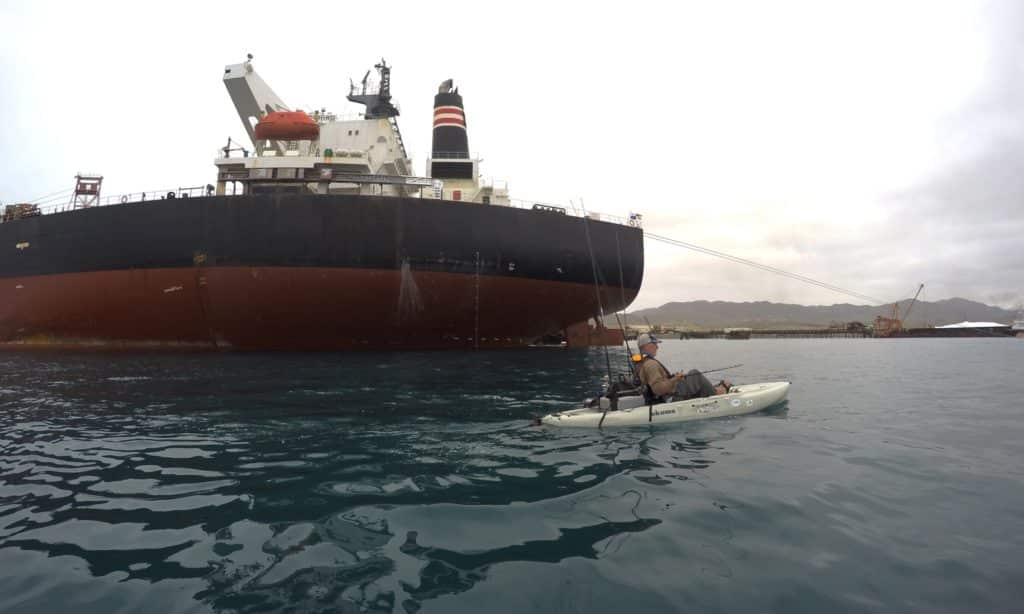 Kayak fishing Cedros Island, Baja -- trolling off the island's deepwater port