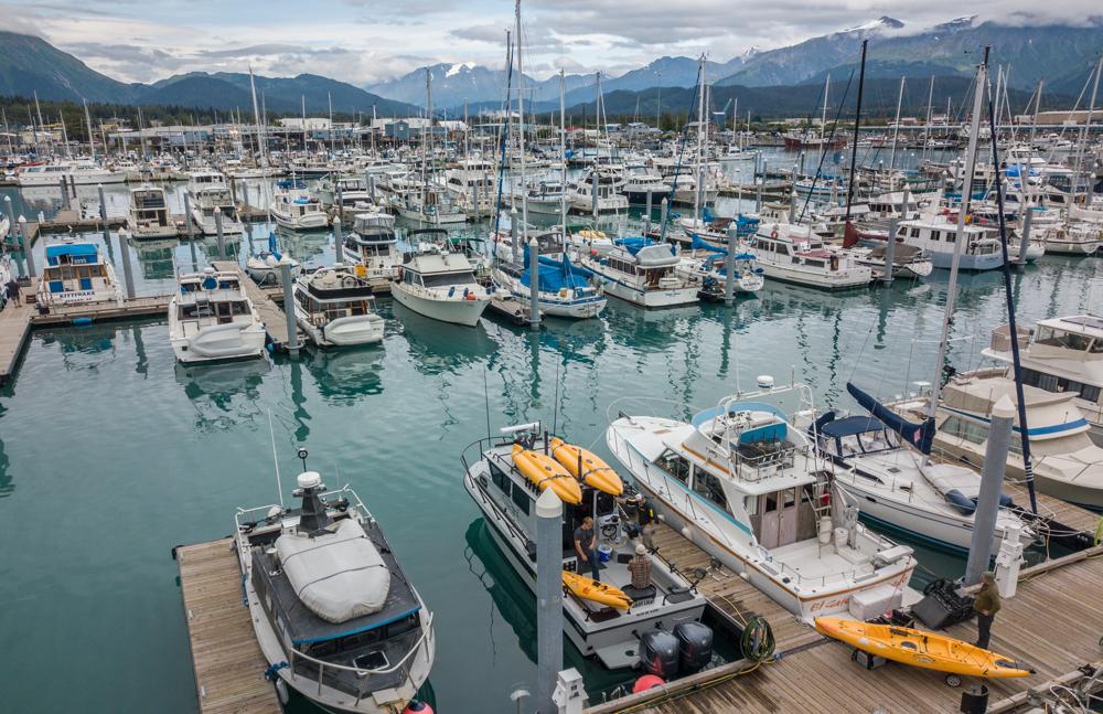 Loading kayaks in the Seward, Alaska, harbor