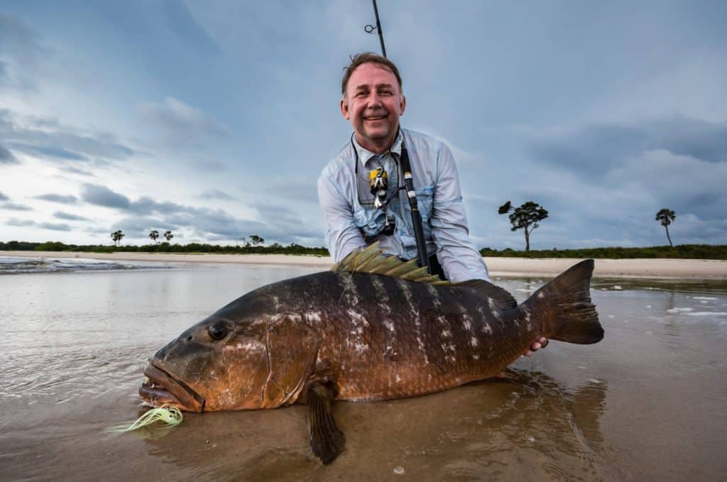 Fishing Gabon's Breathtaking Beaches - an African cubera snapper