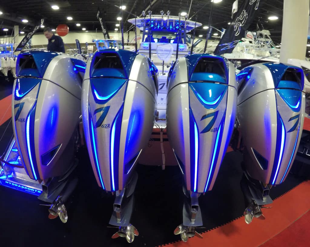 World's Most Expensive Center Console Fishing Boat — four 627-hp outboards