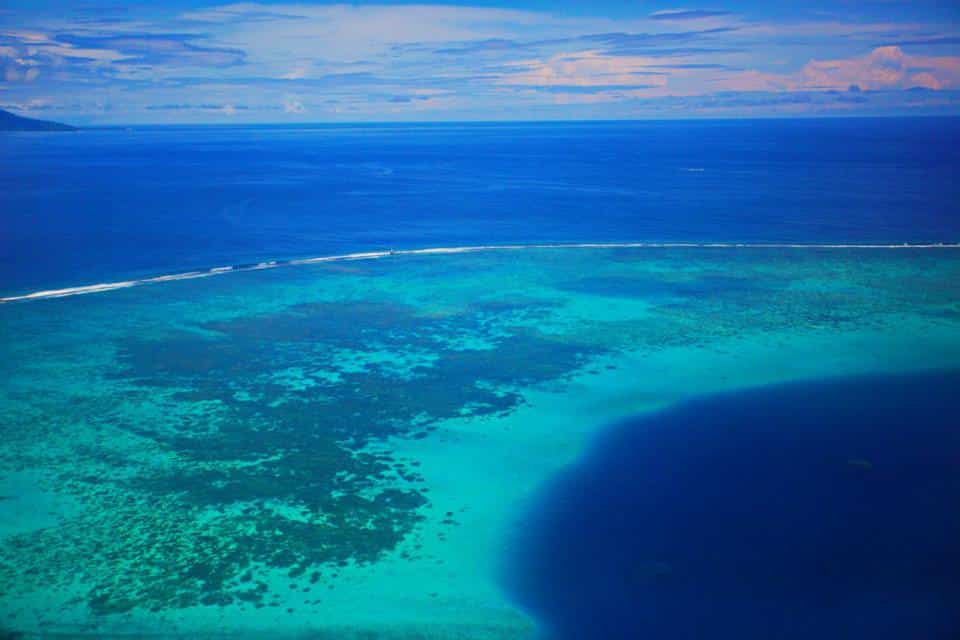 Prime fishing grounds seen from the air — Raivavae, French Polynesia