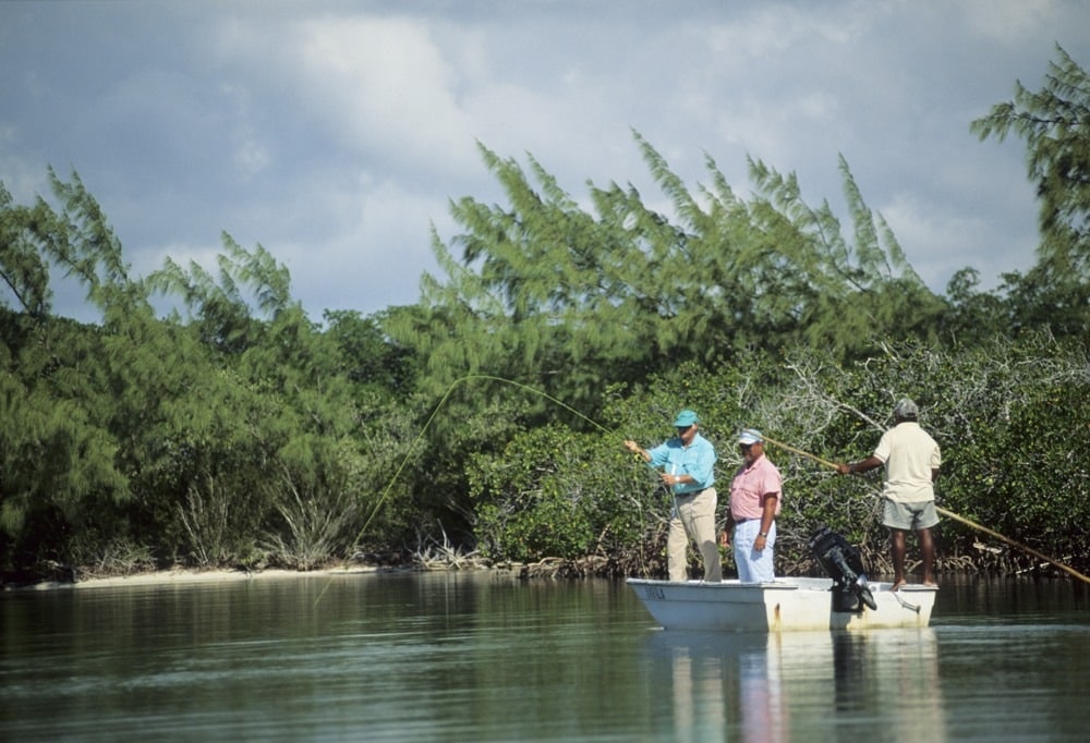 Fly fisherman fishing in Mexico's Ascension Bay