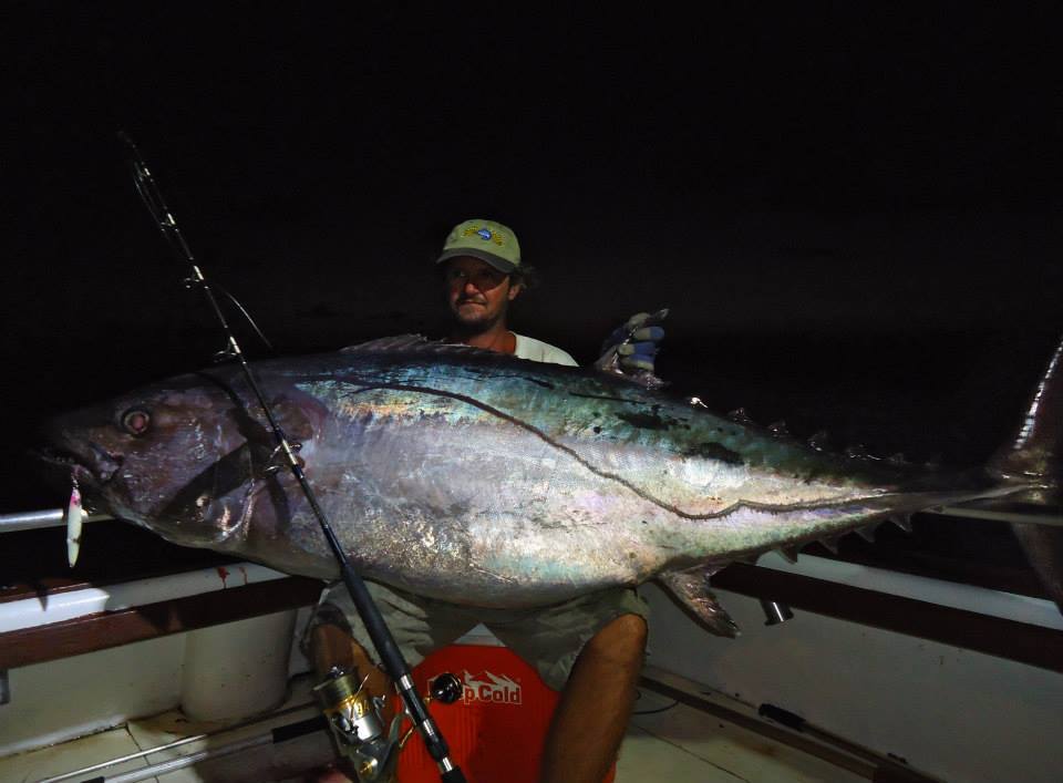 Massive dogtooth tuna caught on a jig off Tanzania