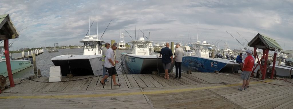 Louisiana redfish free for all — offshore catamarans at the dock