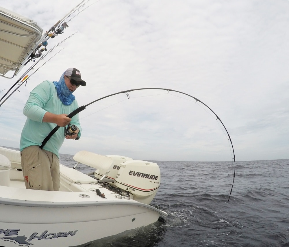 Hard over on a spinning rod off Panama City