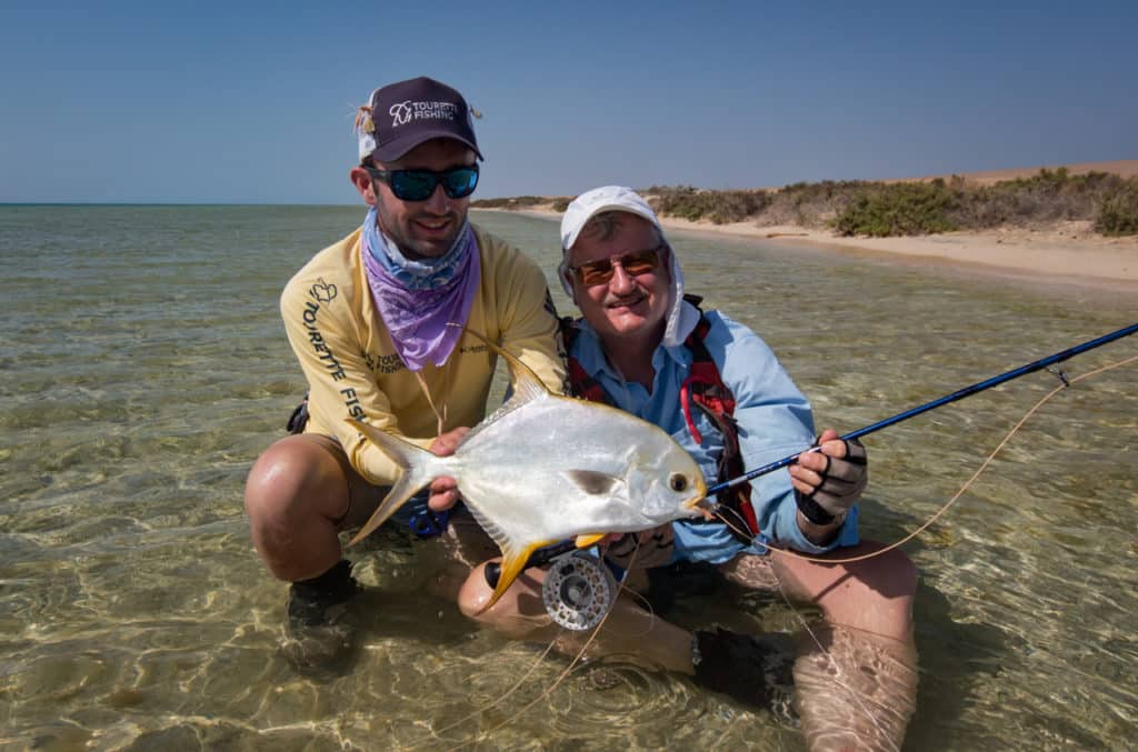 Gold-tipped permit fishing Red Sea