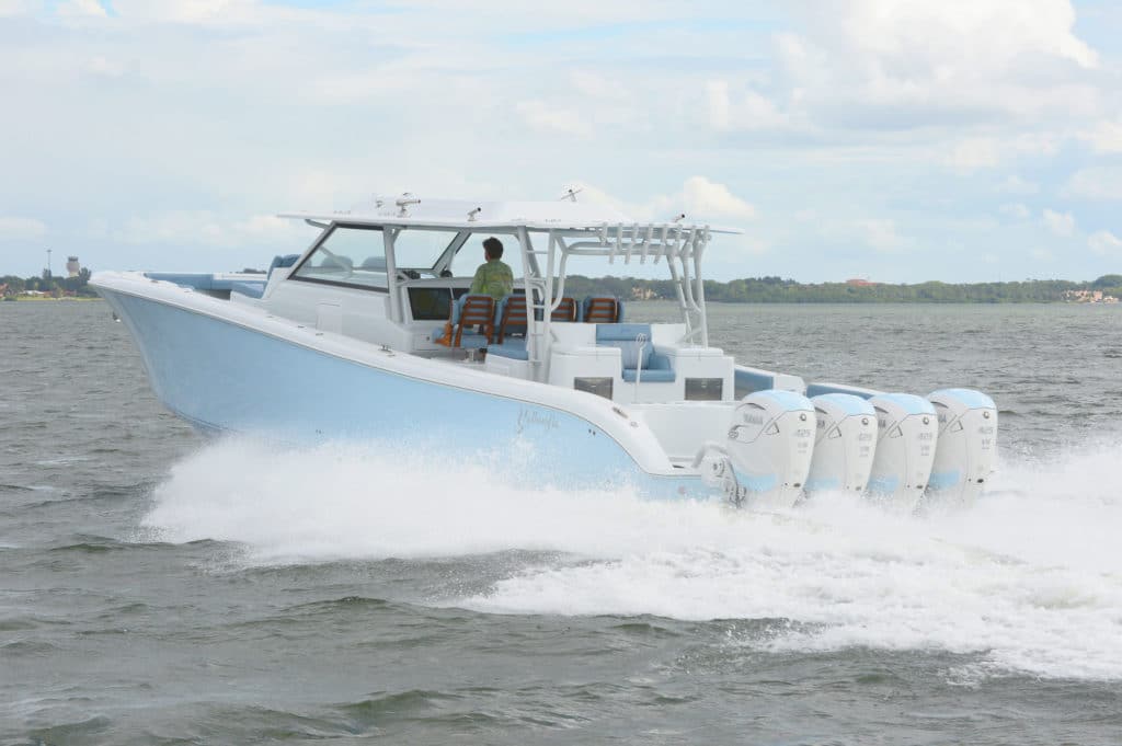 Yellowfin 54 Offshore running near shore