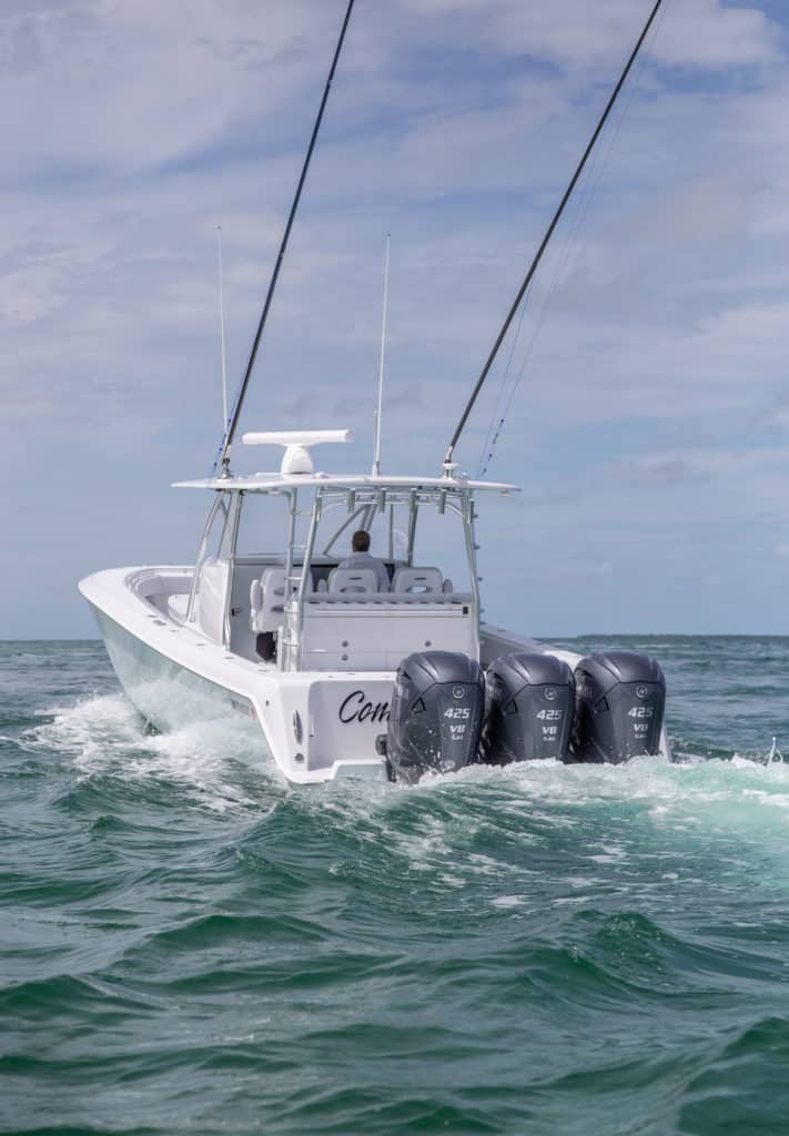 Three Yamaha 425 XTO outboards power the Contender 44FA