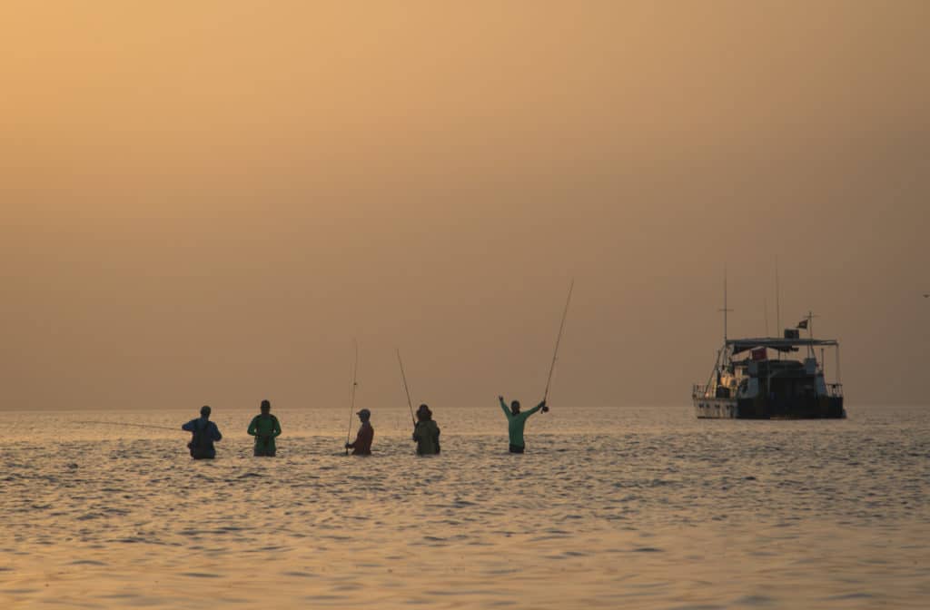 Wading anglers fishing Red Sea