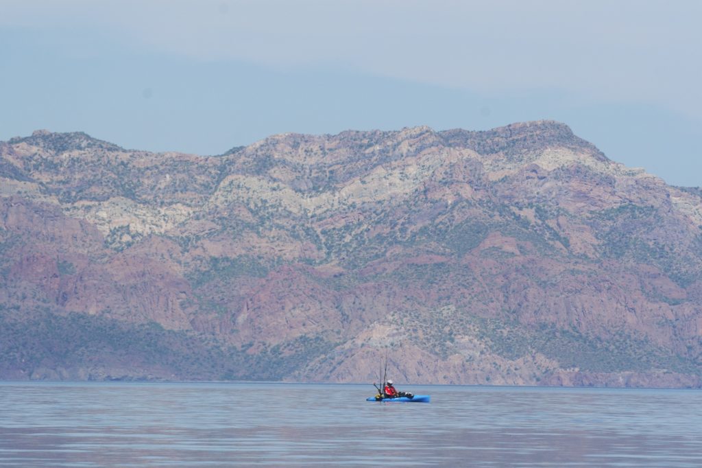 saltwater kayak fishing Baja's central Sea of Cortez near Loreto