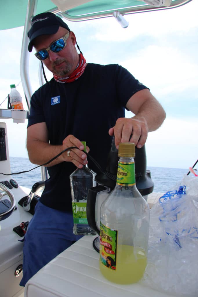 making margaritas while offshore fishing