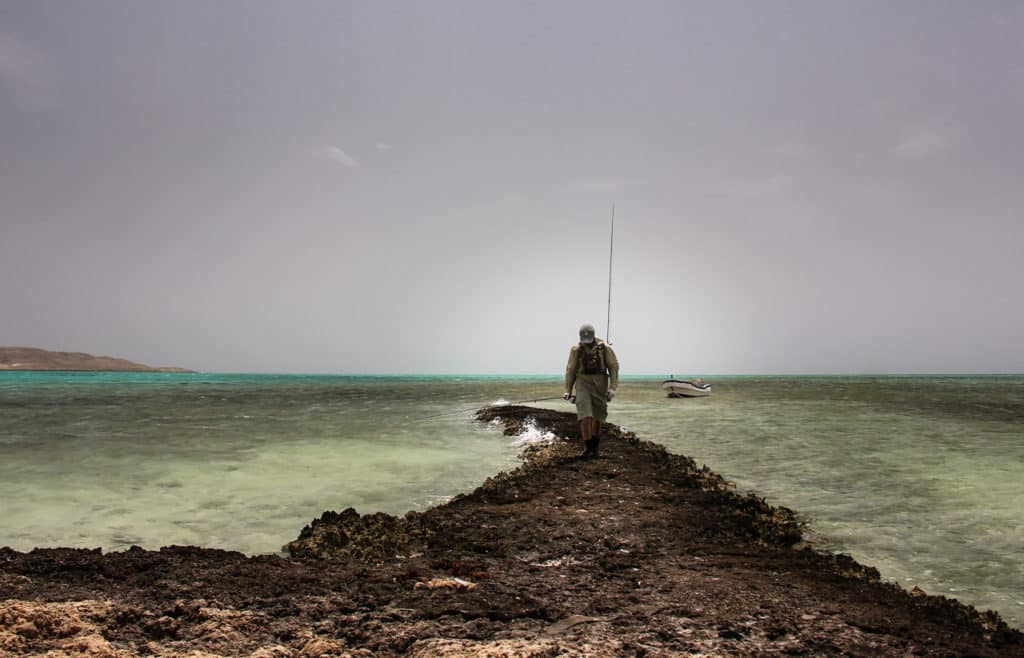 Fisherman exploring Nubian Desert fishing Red Sea