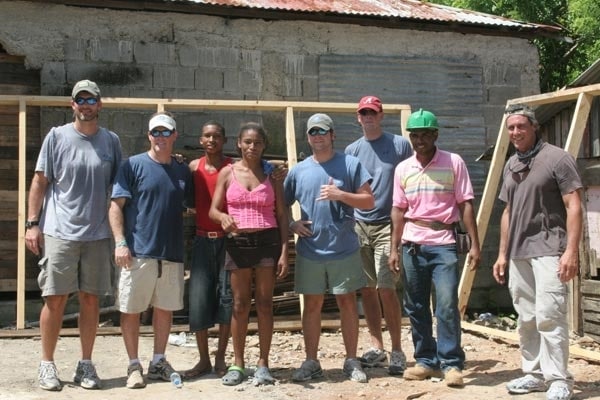 Fishing mission team at a work site