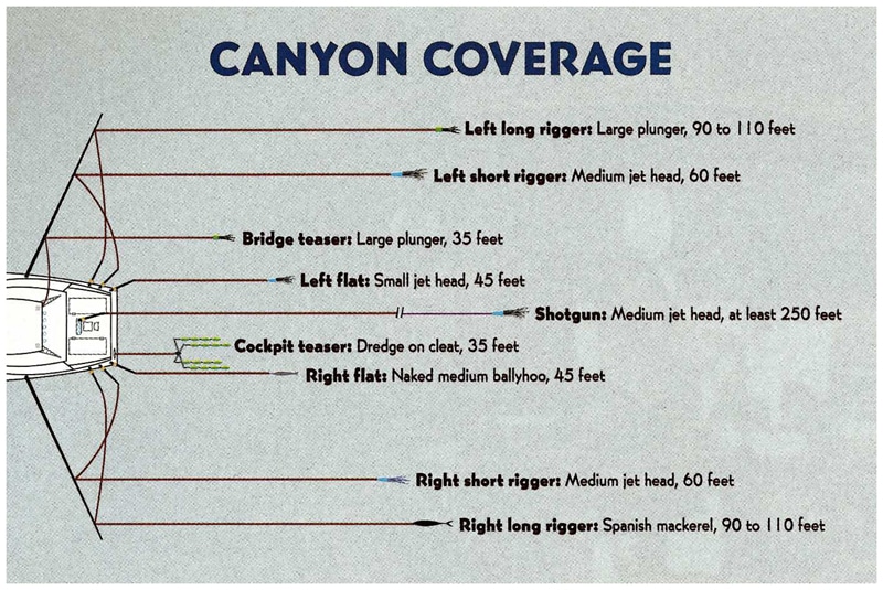 offshore canyons trolling spread fishing