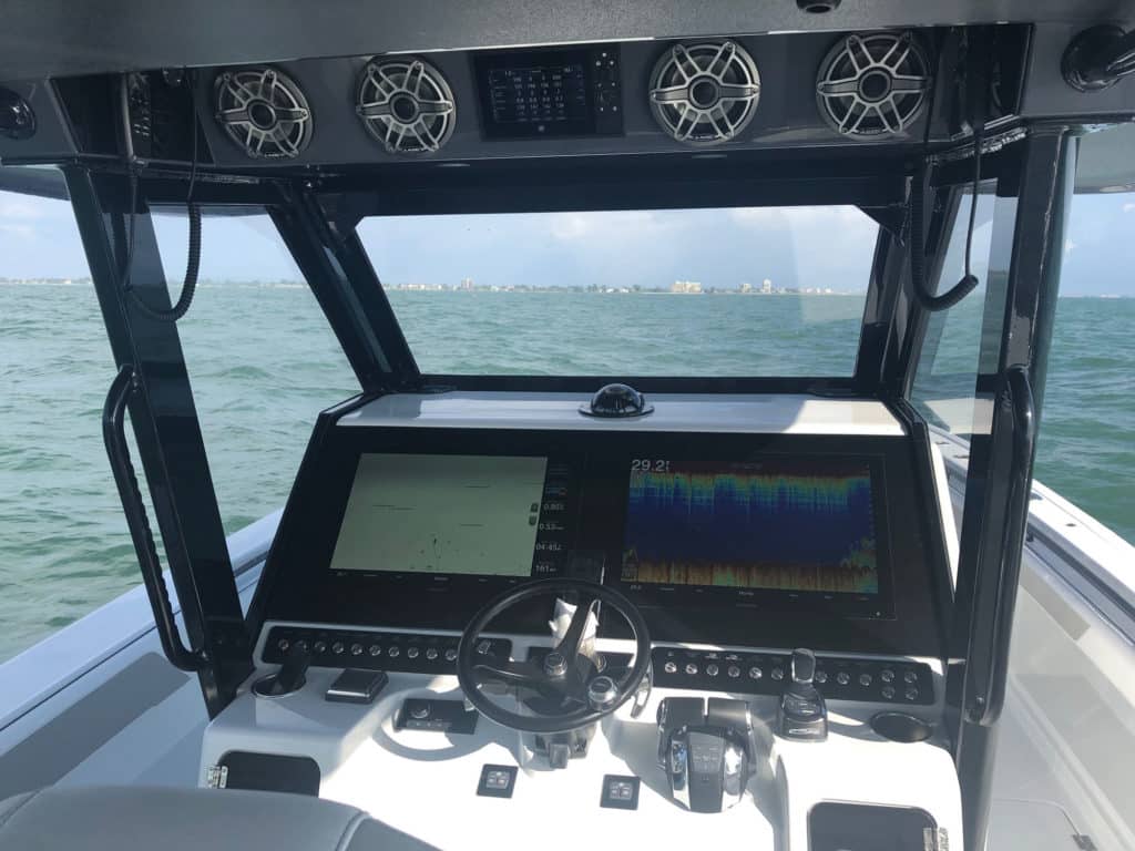 Twin Garmin displays at the helm