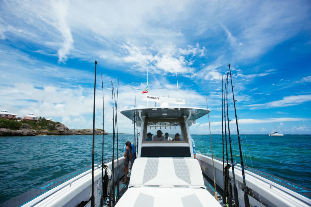 Front of the console on the Invincible 37 Cat