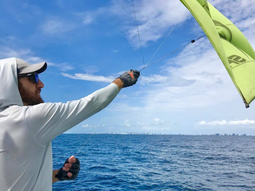 Launching a kite for fishing