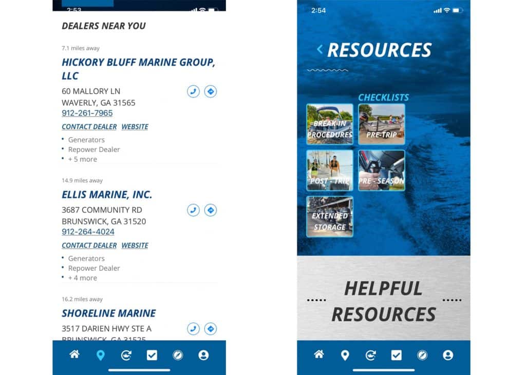 Dealerships list on the Yamaha app