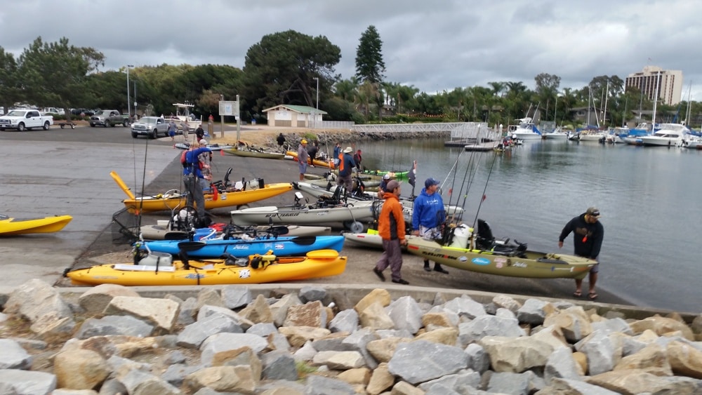 An army of kayak anglers prepares to launch in Southern California
