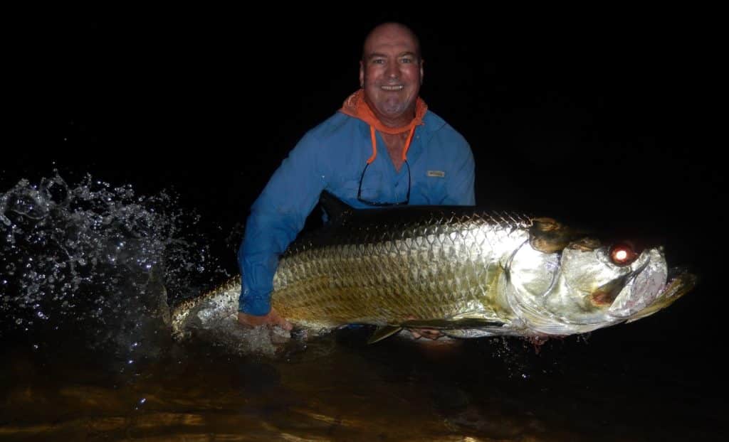 Fishing Gabon's Breathtaking Beaches - a big tarpon caught from the beach