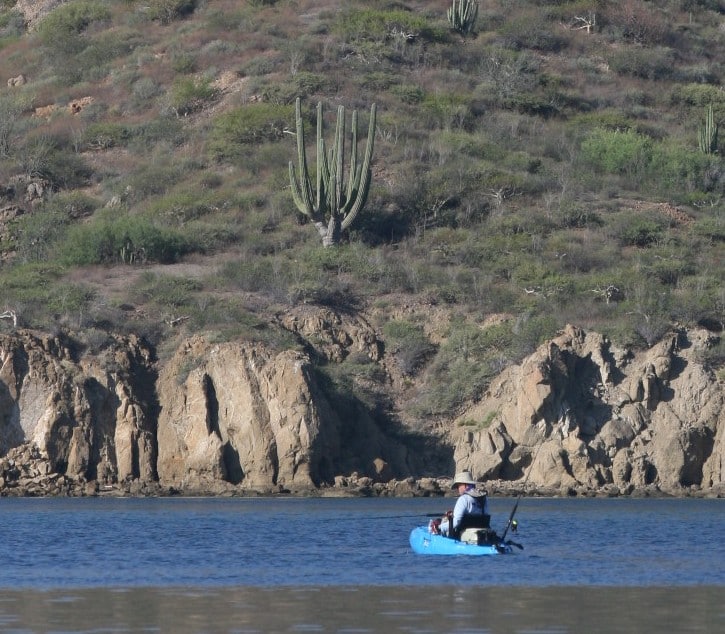 saltwater kayak fishing Baja's central Sea of Cortez near Loreto