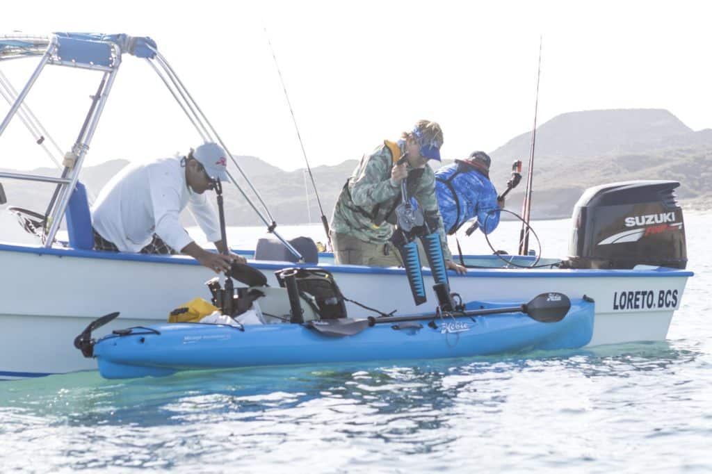 preparations for saltwater kayak fishing Baja's central Sea of Cortez near Loreto
