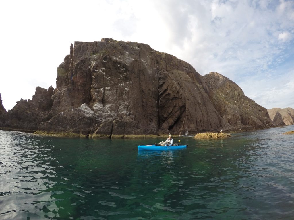 trolling saltwater kayak fishing Baja's central Sea of Cortez near Loreto