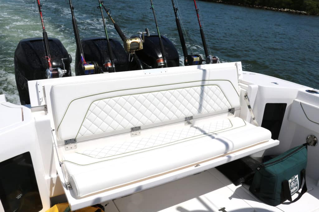 Transom seat on fishing boat