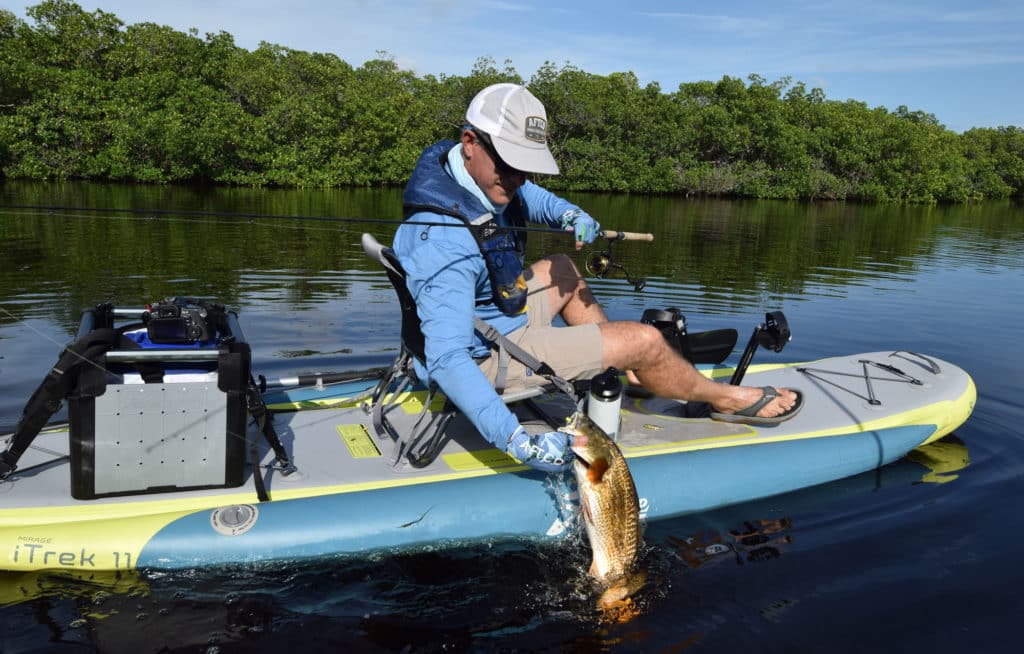 Catching a redfish from the Hobie Mirage iTrek 11