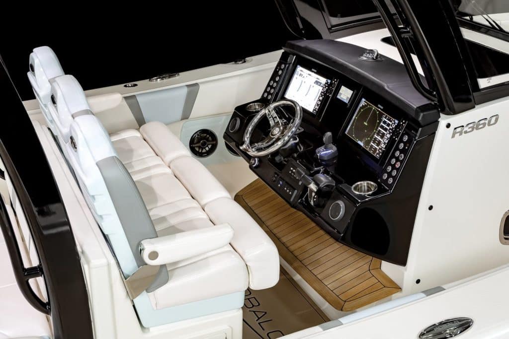 Twin Simrad displays at the helm