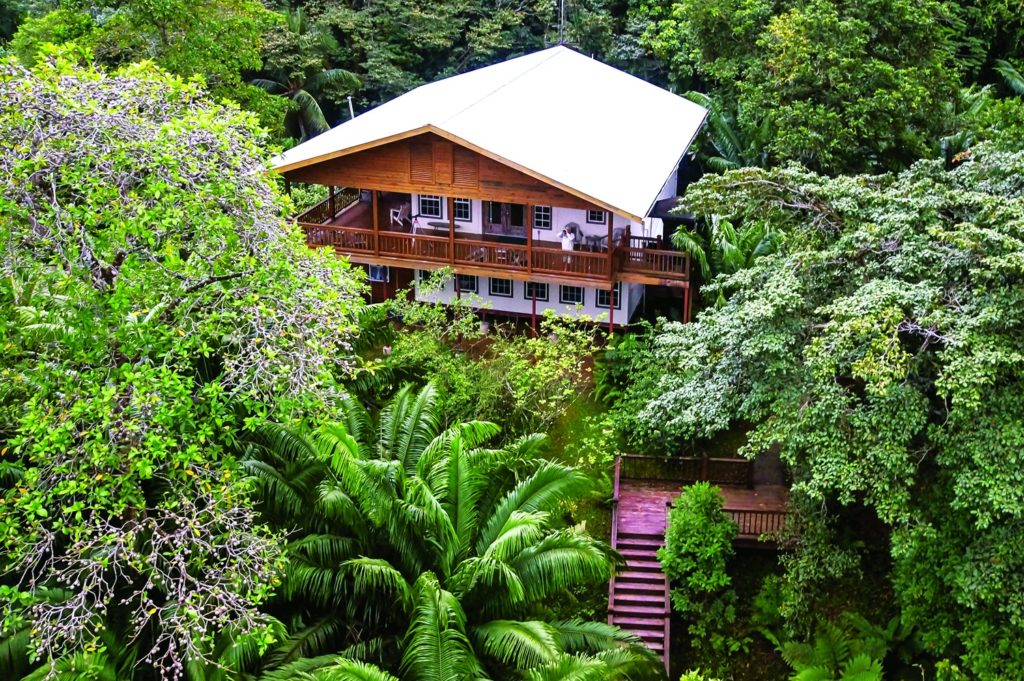 Tranquilo Bay fishing lodge Panama aerial