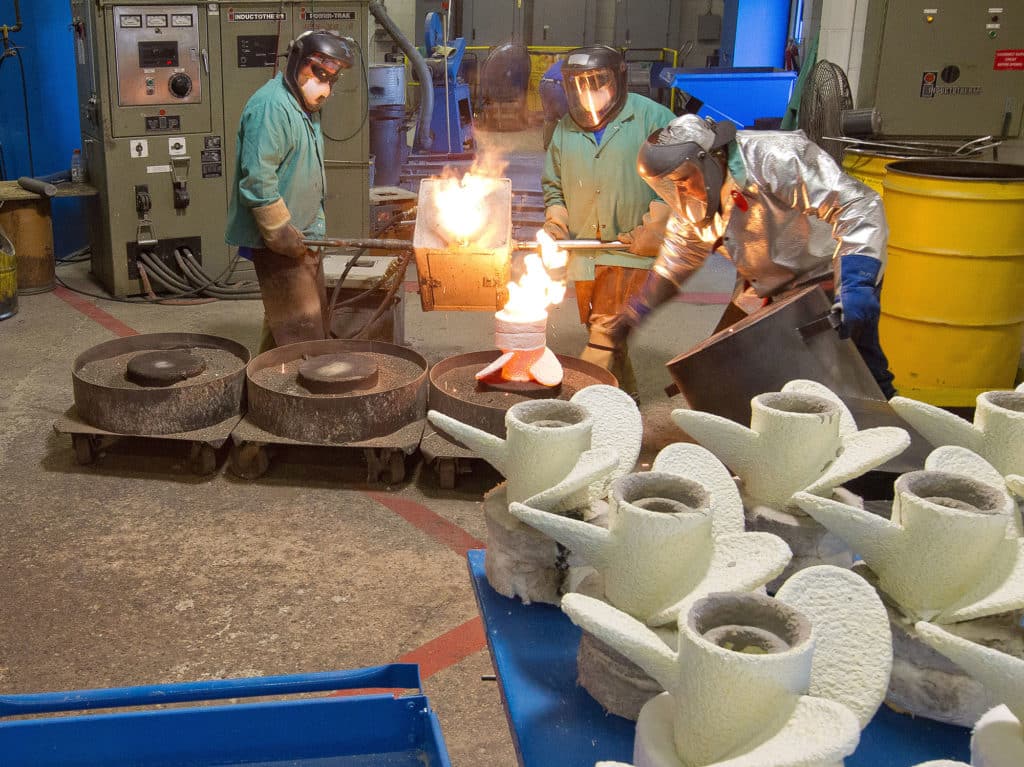 Yamaha outboard boat propeller being built