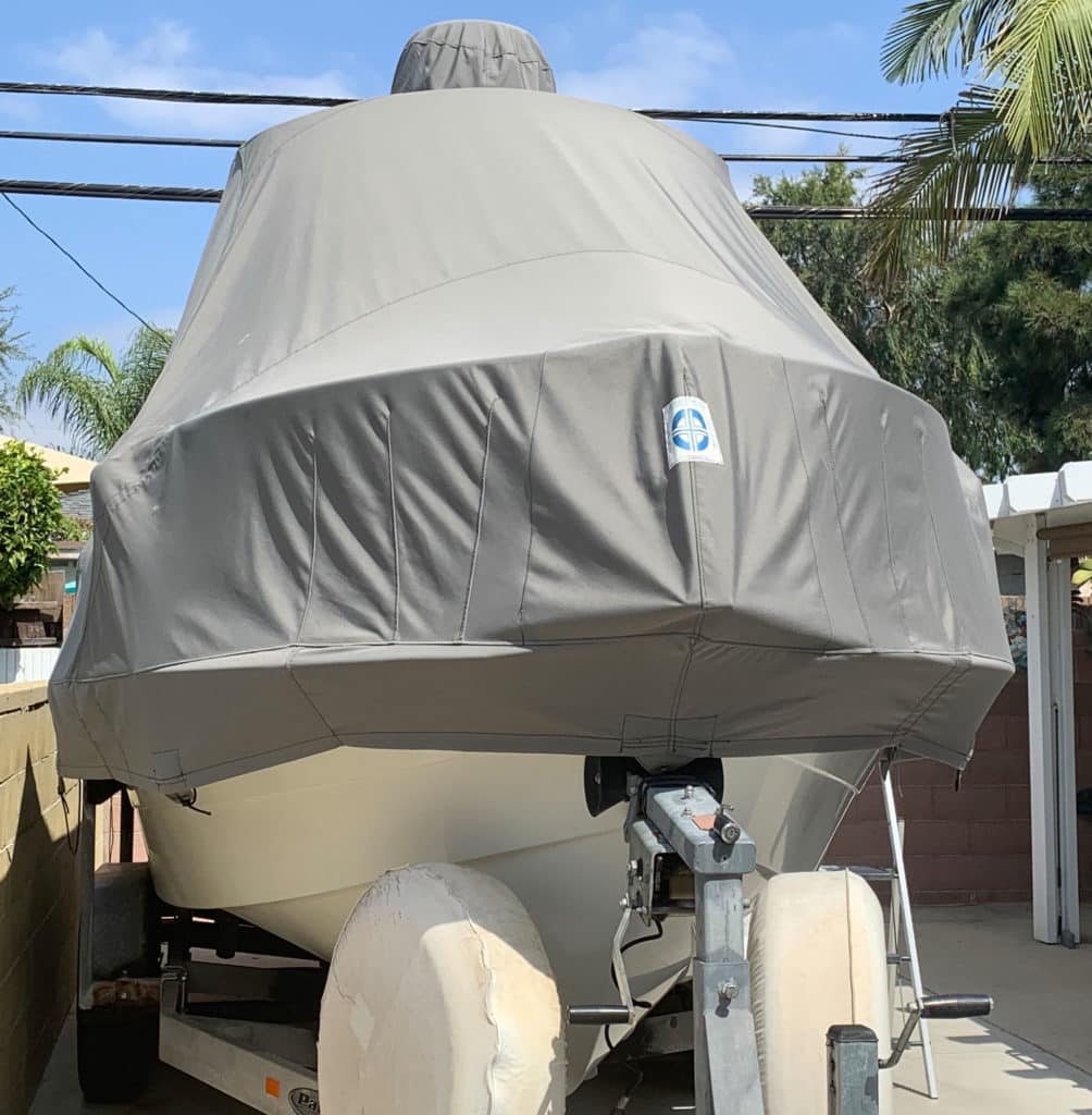 Boat with cover on it