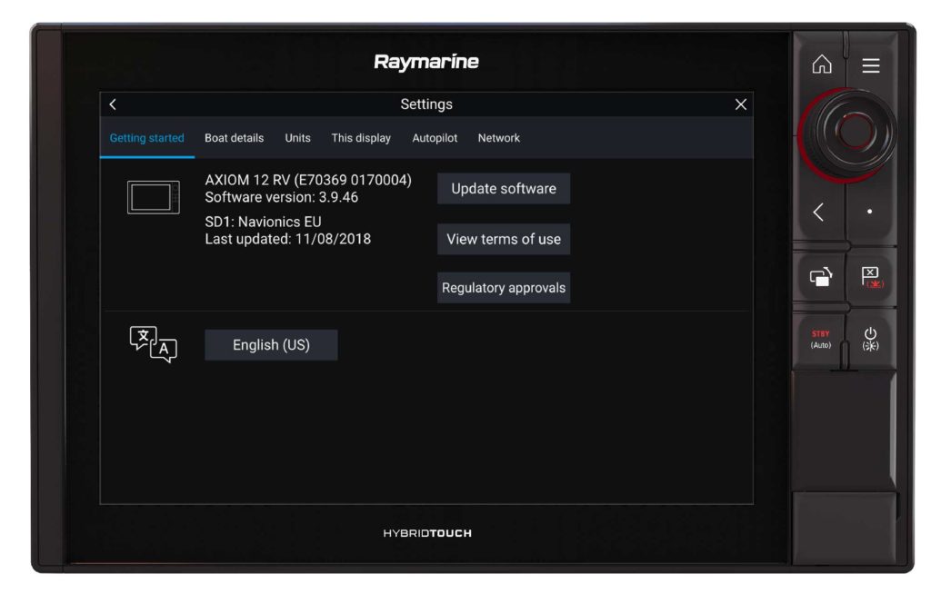Raymarine Axiom Pro 12 with software updates