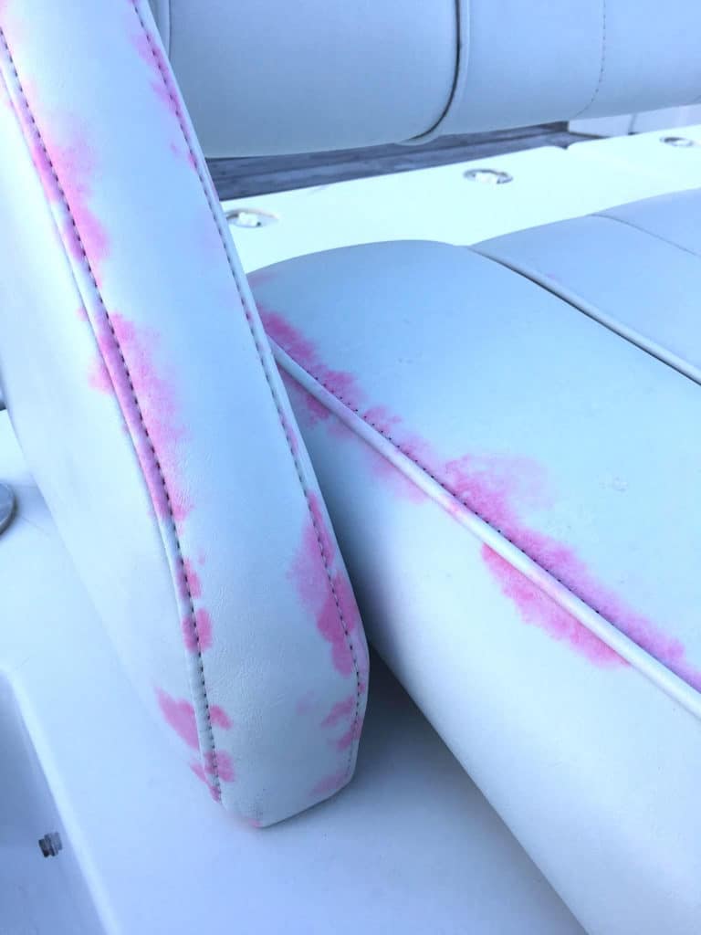 Pinking on boat seat