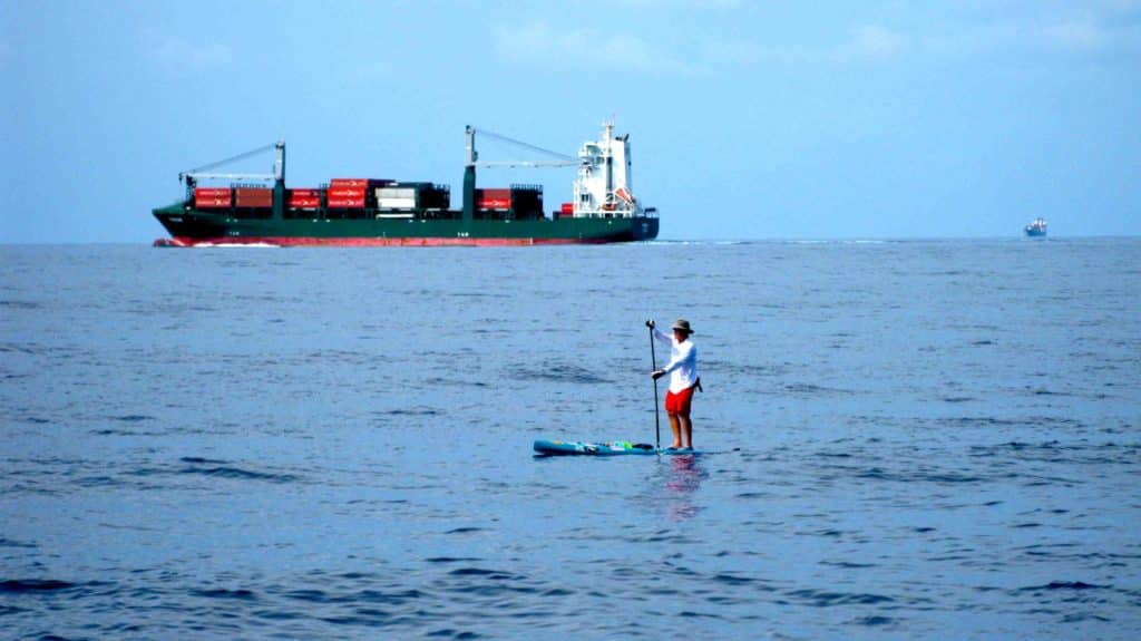 Miami waterman Bill Whiddon crossing the Gulf Steam on stand-up paddleboard.