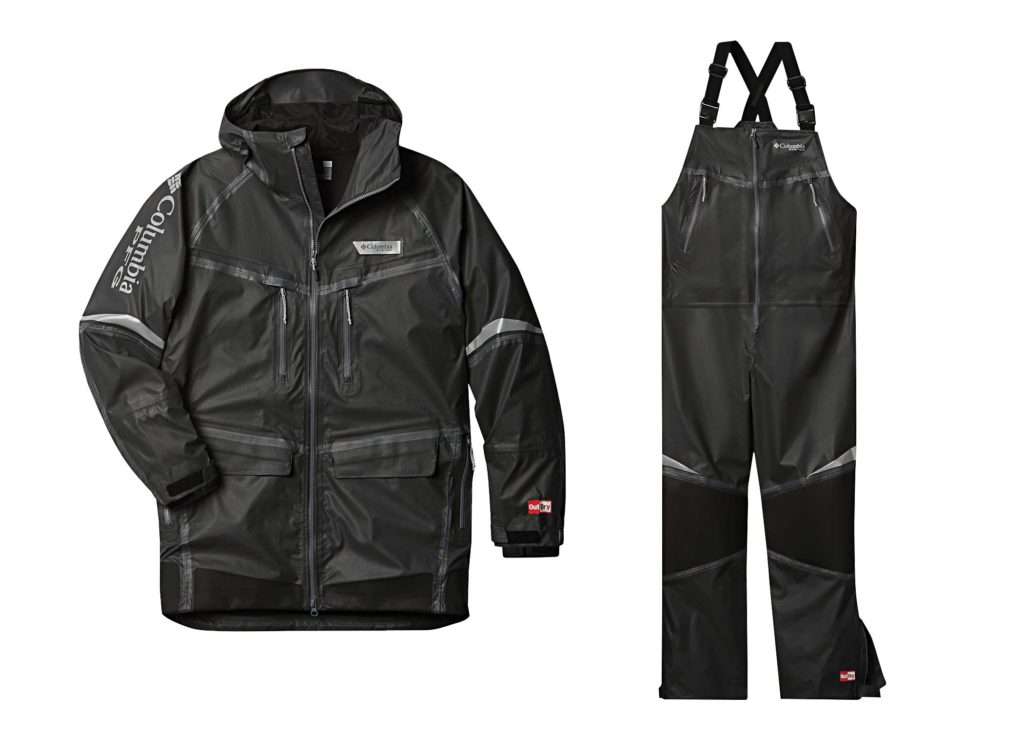 Columbia’s Force XII ODX foul-weather-gear jacket and bib