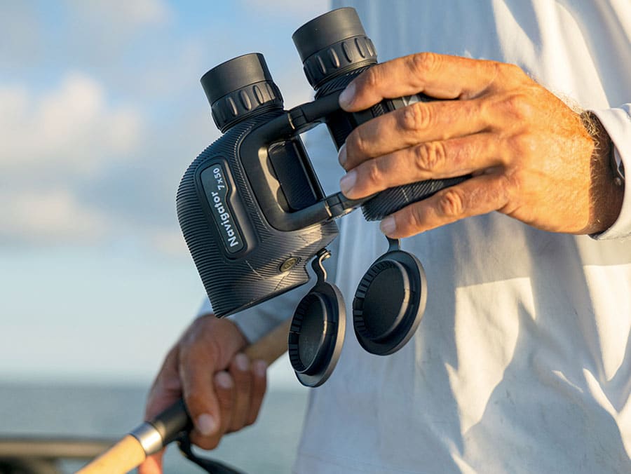 Fisherman with Steiner binoculars