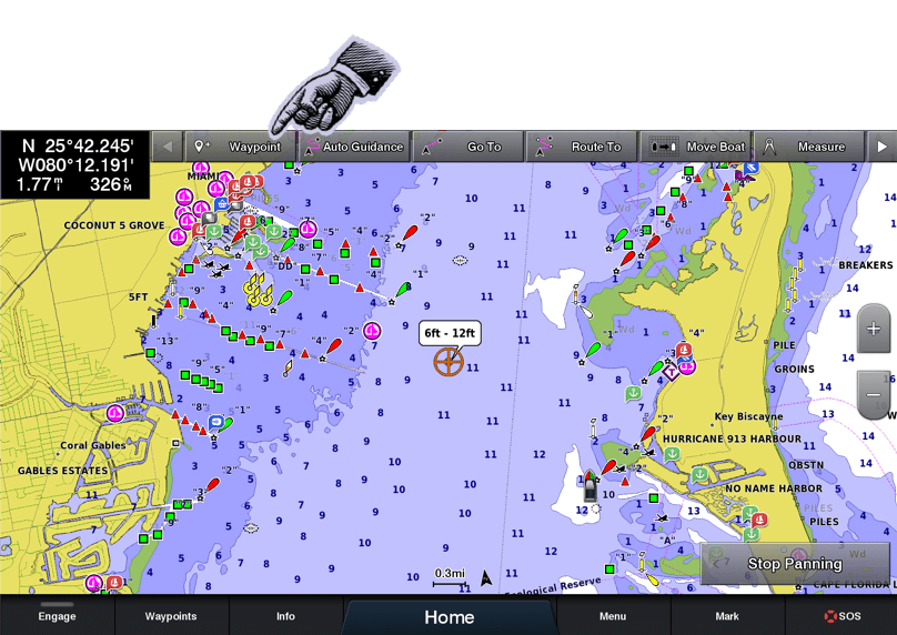 Tap "waypoint" on the chart