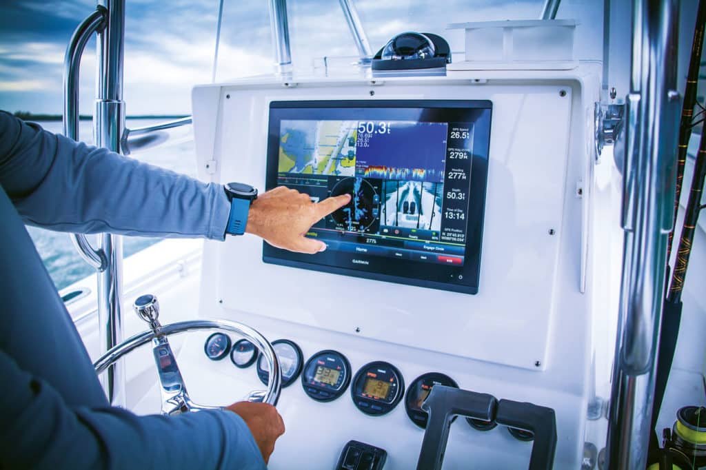 Garmin electronics at helm