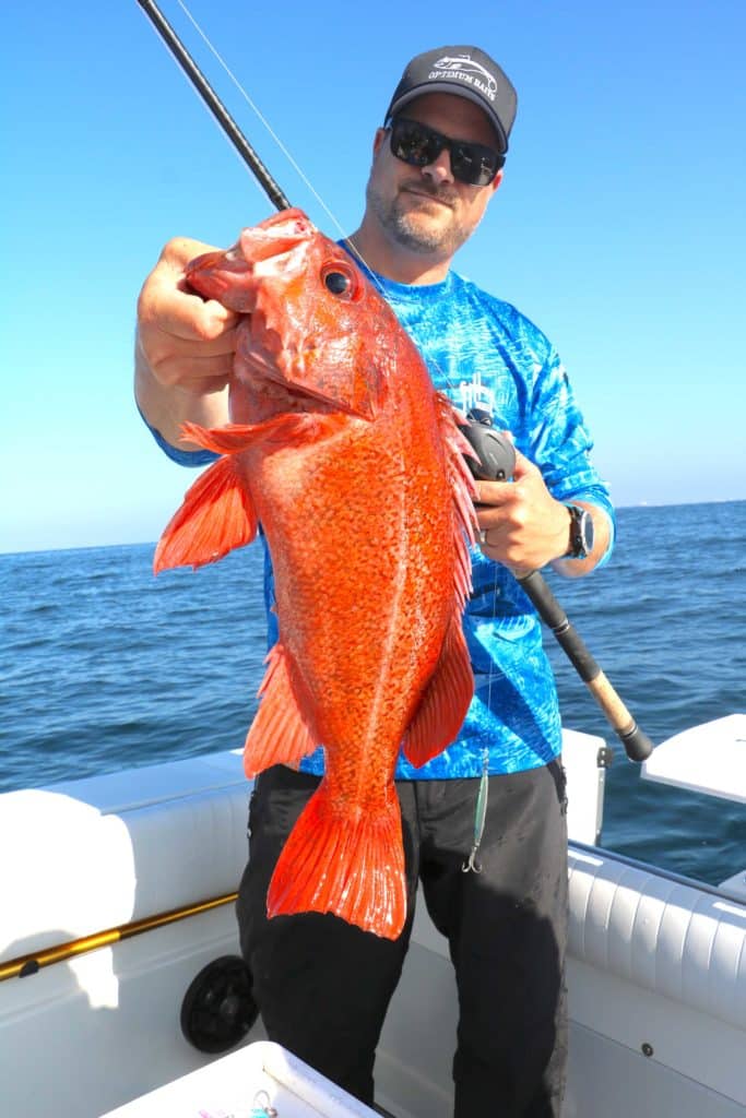Rockfish caught using a low-profile reel
