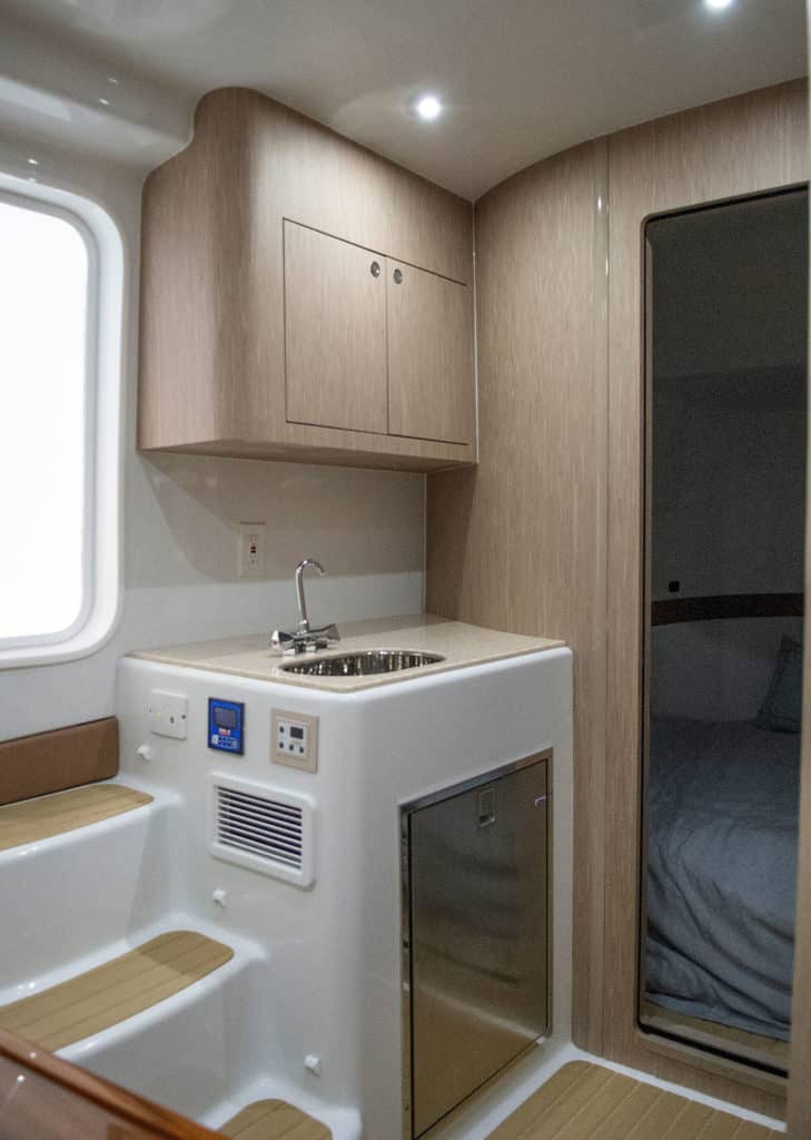 Yellowfin 54 cabin with lots of headroom