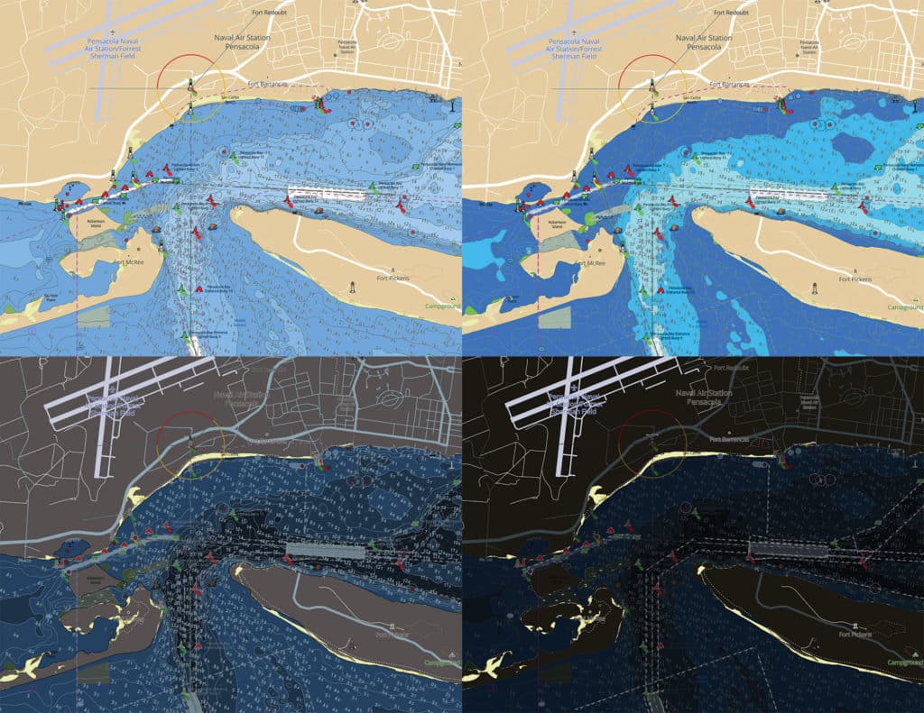 Navionics charts for day or night