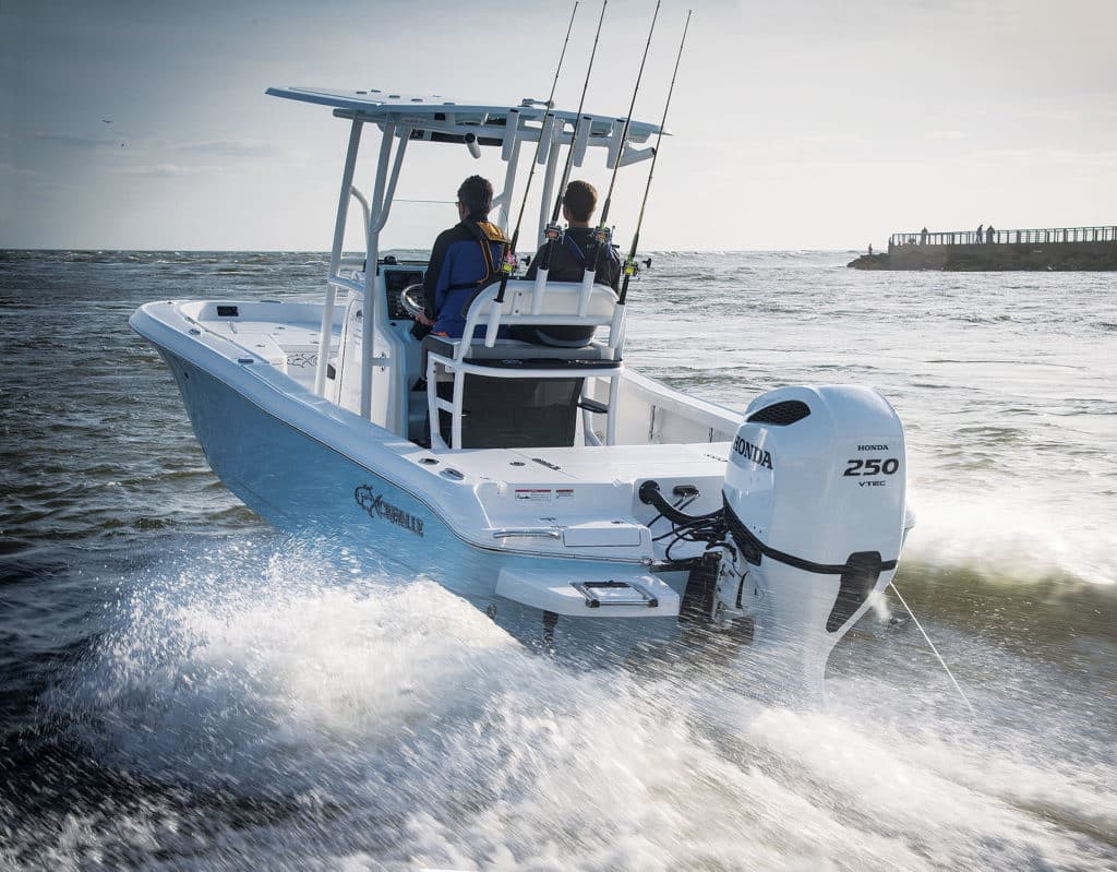 Honda outboard on a fishing boat