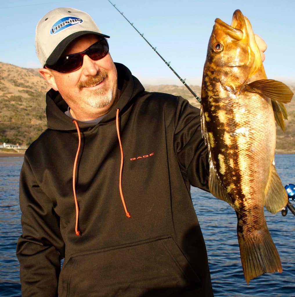 Calico bass caught using a weedless swimbait