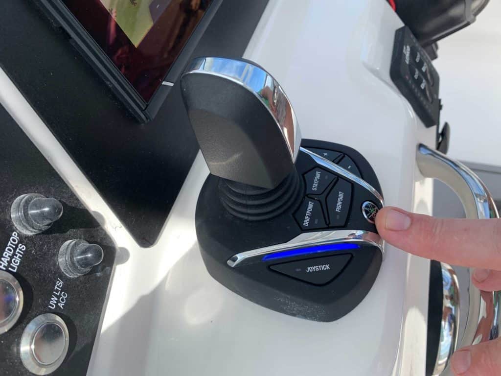 Close-up of the Yamaha joystick