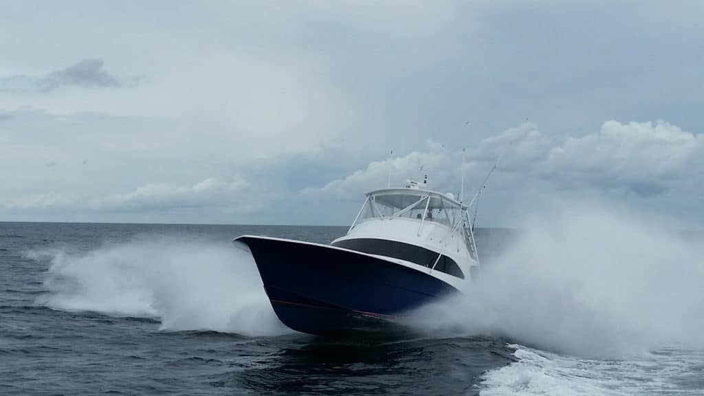 Purdue 56-foot Sportfish running offshore