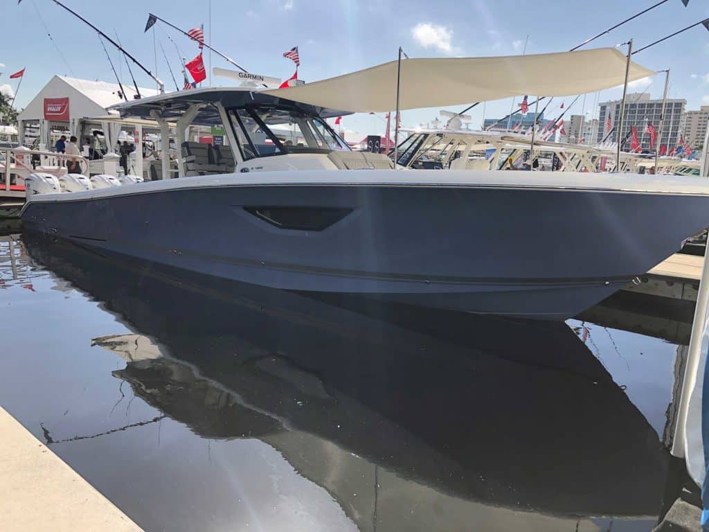 Pursuit S 428 on display at the Ft. Lauderdale Boat Show